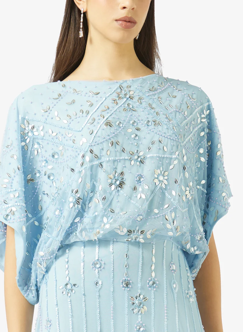 Amelia Rose  Boat Neck Sequin Maxi Dress for Women | Best Price UAE