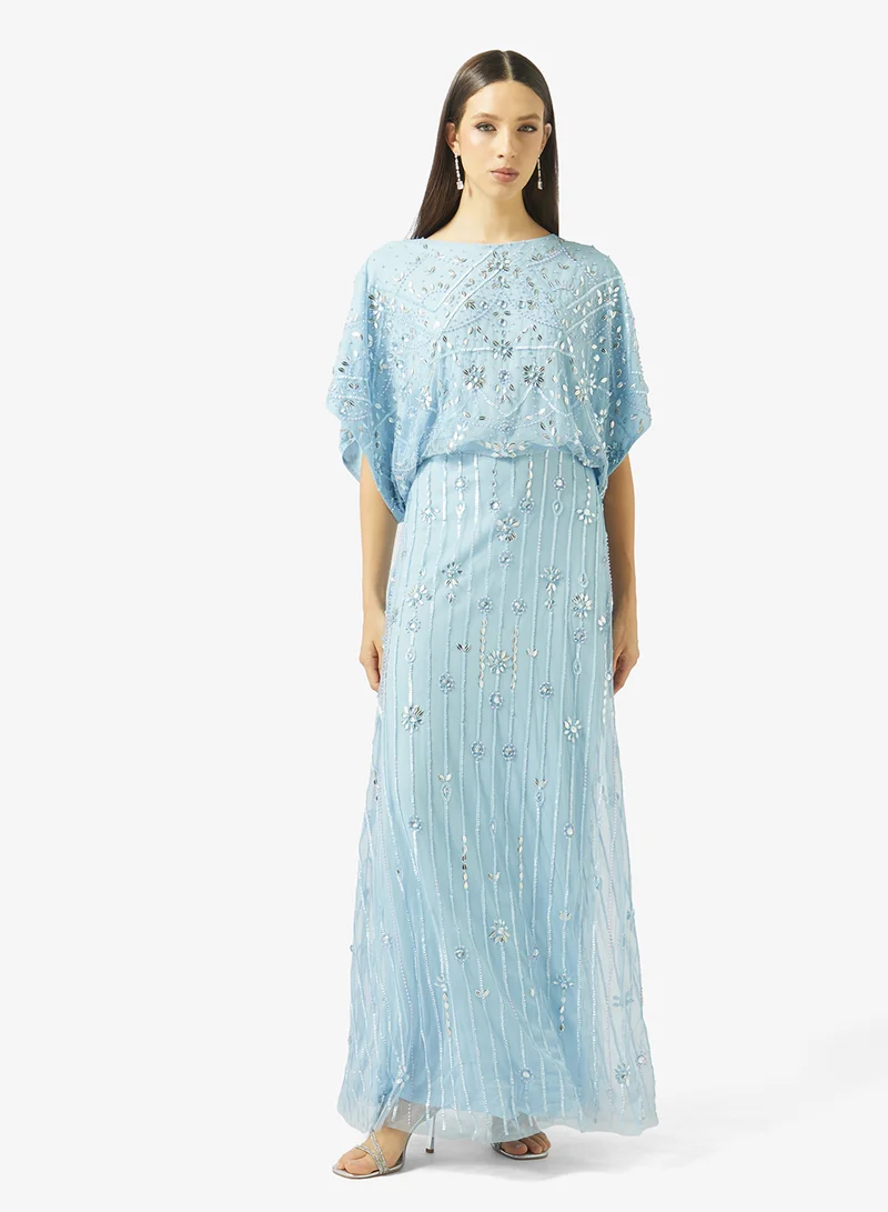 Amelia Rose Boat Neck Sequin Maxi Dress
