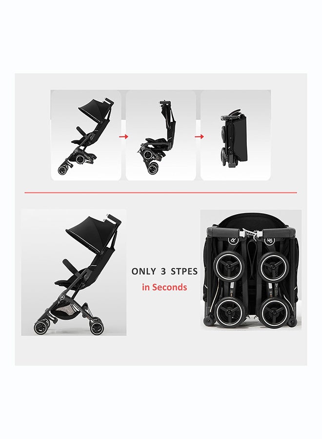 GB Pockit All-Terrain Travel Stroller Airplane Cabin for 22kg Weight Baby, Compact Lightwight Stroller for Toddler, Foldable Pushchair with Removable Canopy, Black&Gold - Image 5