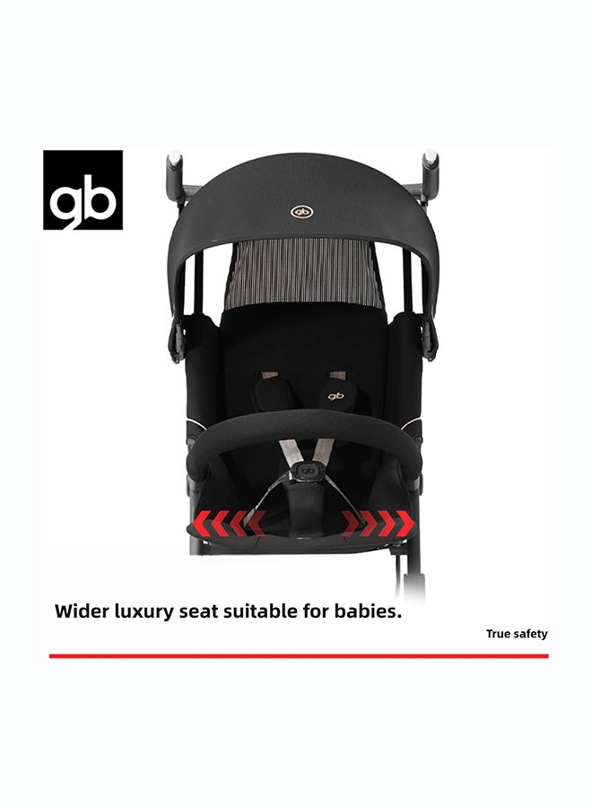 GB Pockit All-Terrain Travel Stroller Airplane Cabin for 22kg Weight Baby, Compact Lightwight Stroller for Toddler, Foldable Pushchair with Removable Canopy, Black&Gold - Image 3