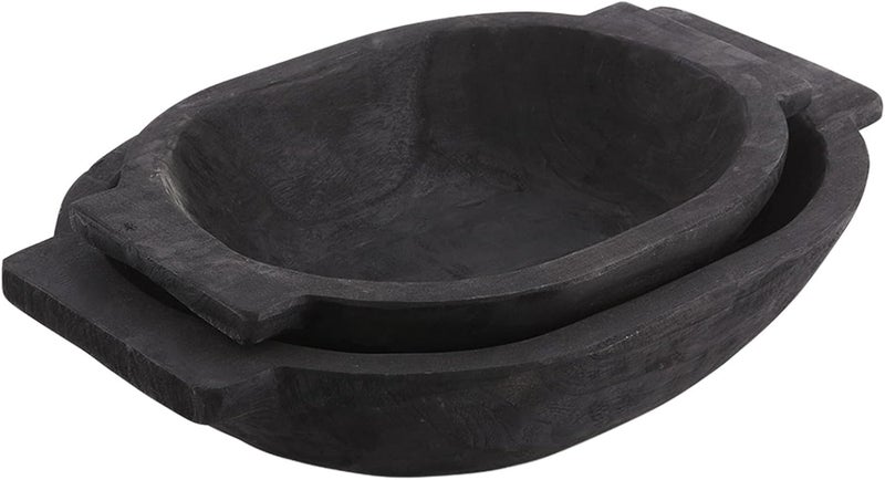 Mud Pie Oval Dough Bowl Set Black small 12 x 17  large 14 12 x 21 - Image 1