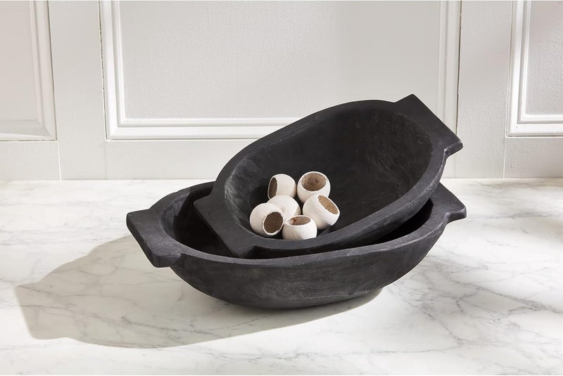 Mud Pie Oval Dough Bowl Set Black small 12 x 17  large 14 12 x 21 - Image 2