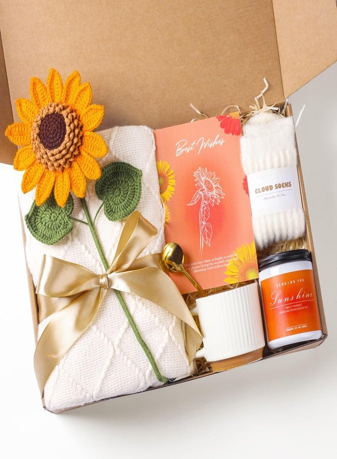 oolevassy Sunflower Birthday Gifts for Women, Care Package for Women, Birthday Box for Woman, Hug in A Box, Get Well Basket, Birthday Gift Set, Self Care Gift Basket for Mom Her Friend Sister Wife - Image 1