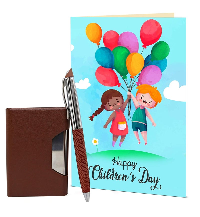 TIED RIBBONS TIED RIBBONS Special Childrens Day Combo Gifts for Girls Boys Students Card Holder with Pen and Greeting Card - Image 2