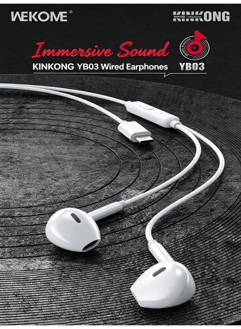 WEKOME 14MM Dynamic driver Type-L Wired Earphones with Microphone and In-line Control, Half In-Ear HiFi Sound Wired Headphones for Smartphones and Laptops - Image 2
