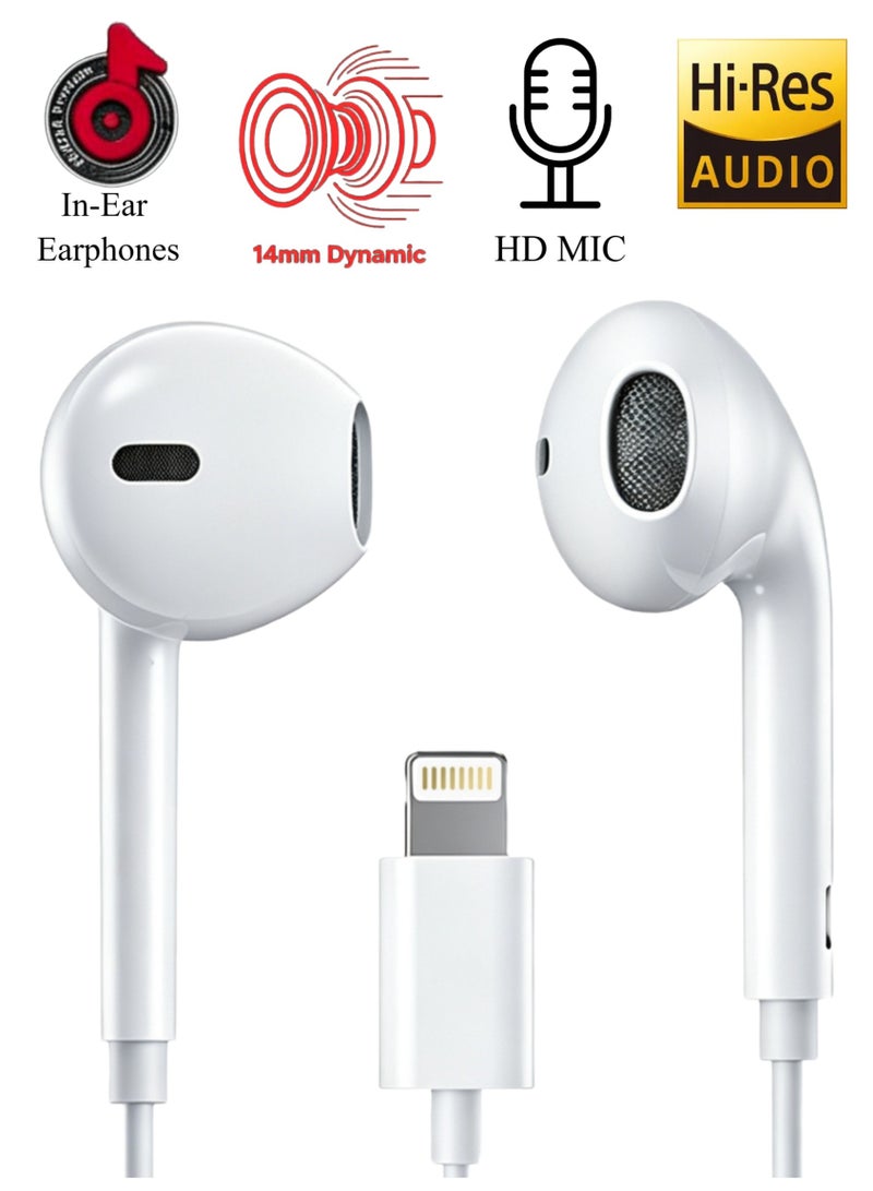 WEKOME 14MM Dynamic driver Type-L Wired Earphones with Microphone and In-line Control, Half In-Ear HiFi Sound Wired Headphones for Smartphones and Laptops - Image 1