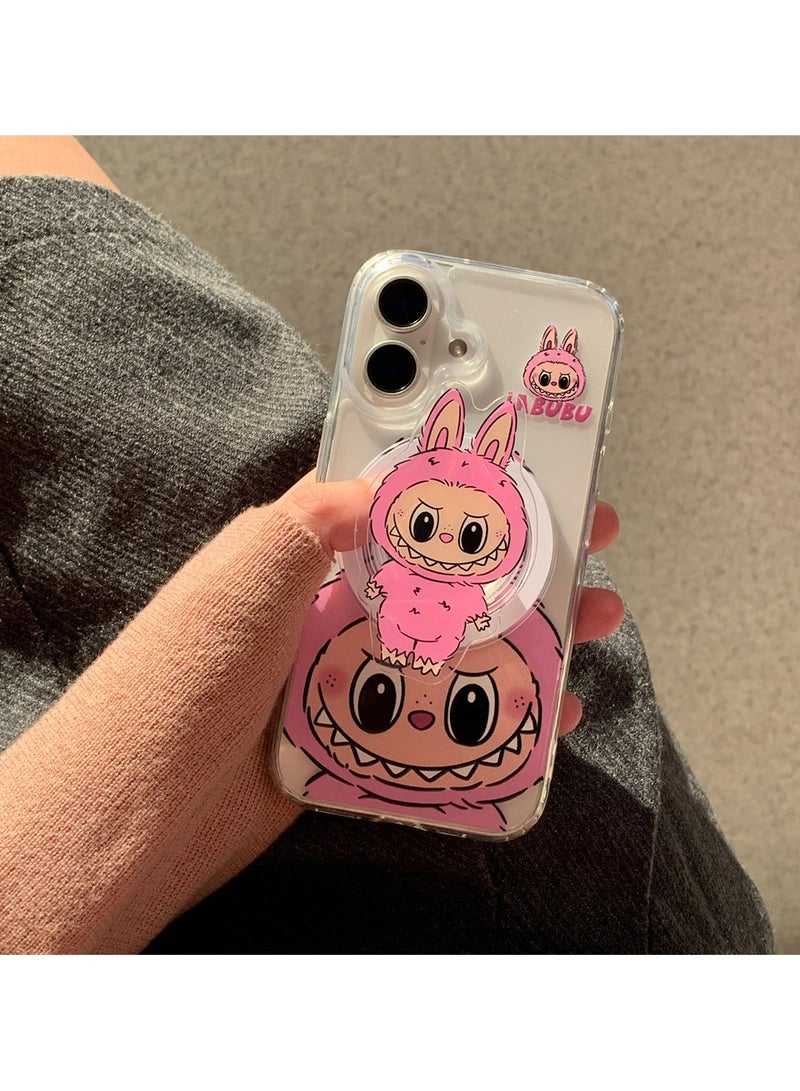 general Cute Labubu Airbag Stand Phone Case for iPhone 16, three-dimensional cartoon, anti-drop airbag, multi-angle stand - Image 3