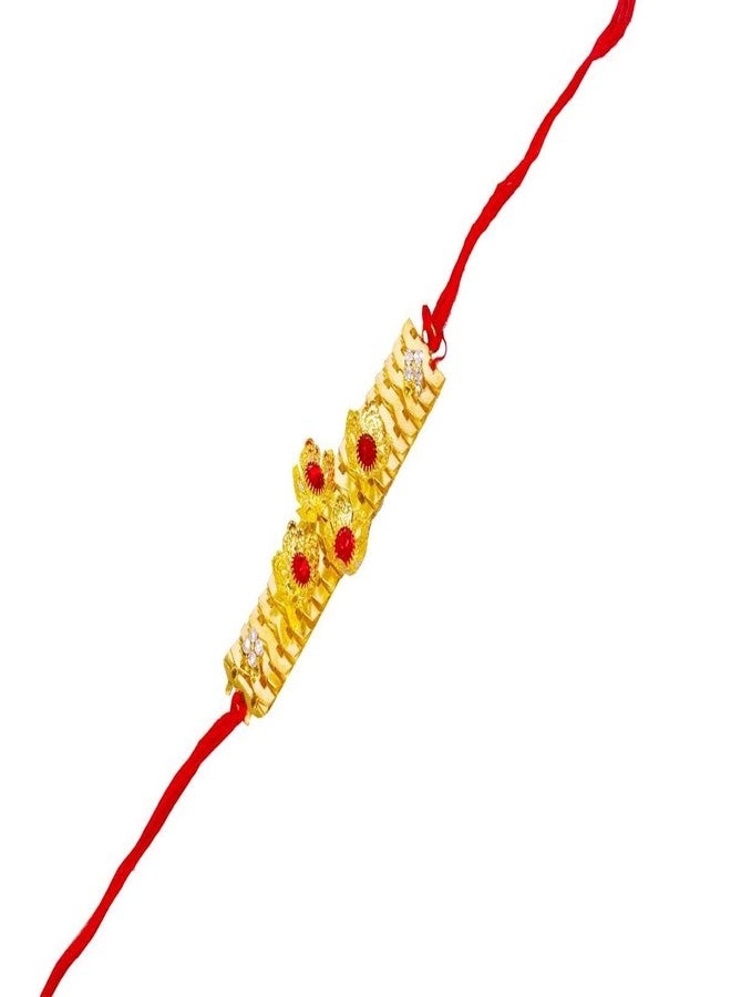 Suninow Designer Golden Wrist Chain with Flower Rakhi