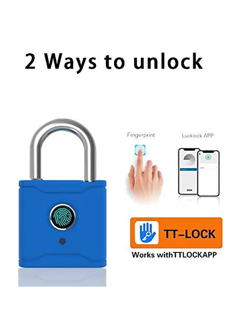 Excefore - Fingerprint Padlock, Locker Lock Bluetooth Thumbprint Lock, Smart Padlock, Water Resistant, USB Rechargeable,Suitable for Gym,Outdoor,Warehouse, Sports,Suitcase, Bike, School, Fence and Storage - Image 1