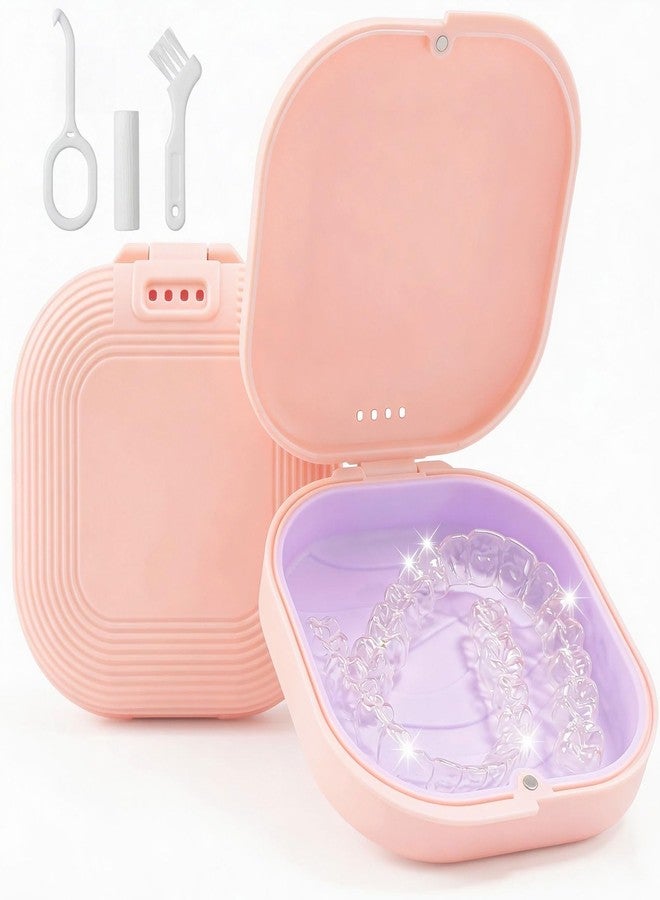 HEMILAB Retainer Case with Vent Holes, Aligner Case for Invisalign, Portable Aligner Kit, Removable Silicone Liner, Orthodontic Storage Box Secure Magnetic Closure for Travel - Pink - Image 1