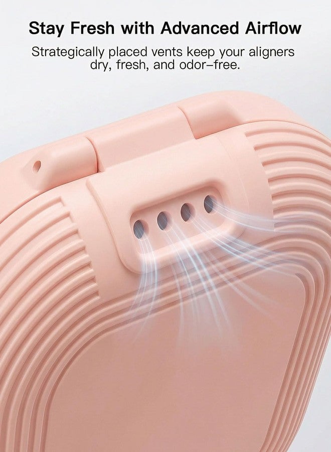 HEMILAB Retainer Case with Vent Holes, Aligner Case for Invisalign, Portable Aligner Kit, Removable Silicone Liner, Orthodontic Storage Box Secure Magnetic Closure for Travel - Pink - Image 3