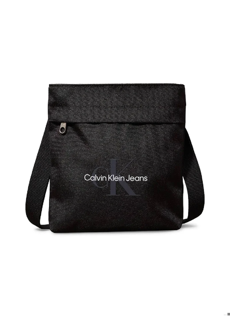 Calvin Klein Jeans Men's Logo Flat Crossbody Bag, Black - Recycled Polyester