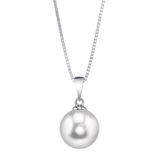 The Pearl Source قلادة سيدني من مصدر اللؤلؤ - قلادة لؤلؤة المياه العذبة البيضاء 8 مم للنساء - قلادة لؤلؤ مزروعة | قلادة فضة استرلينية 925 مطلية بالذهب عيار 14 مع سلسلة قابلة للتعديل بطول 16"-20" - Image 1