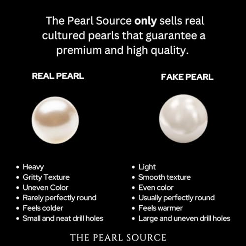 The Pearl Source قلادة سيدني من مصدر اللؤلؤ - قلادة لؤلؤة المياه العذبة البيضاء 8 مم للنساء - قلادة لؤلؤ مزروعة | قلادة فضة استرلينية 925 مطلية بالذهب عيار 14 مع سلسلة قابلة للتعديل بطول 16"-20" - Image 5