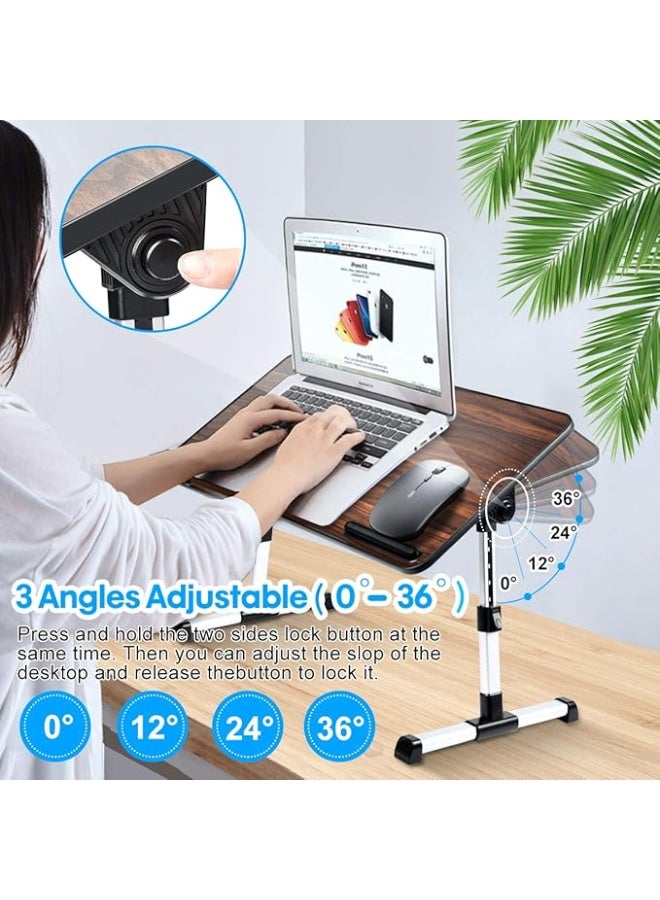 مكتب لابتوب بمروحة تبريد مع طاولة محمولة قابلة للطي، ارتفاع وزاوية قابلان للتعديل، مساحة كبيرة للدراسة والكتابة والاستخدام اليومي - Image 4