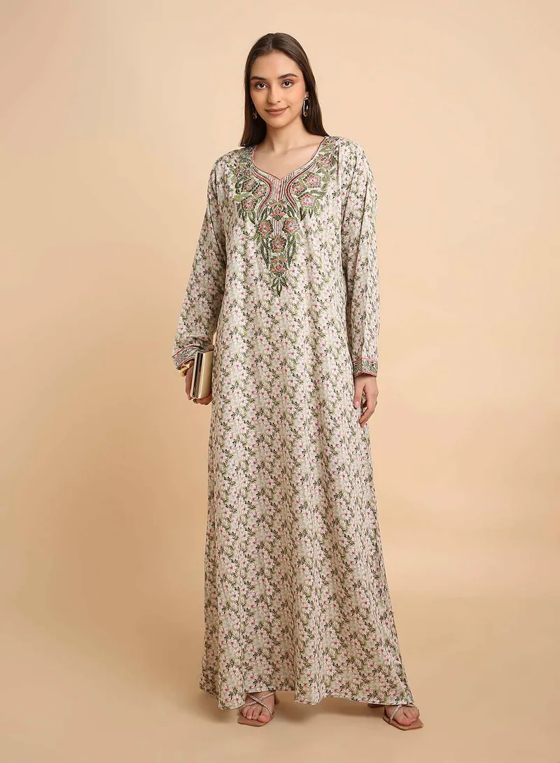 HANA & SARA Premium Quality Arabic Mukhawar Jalabiya  in Pure Giza Silk Cotton with Head Scarf