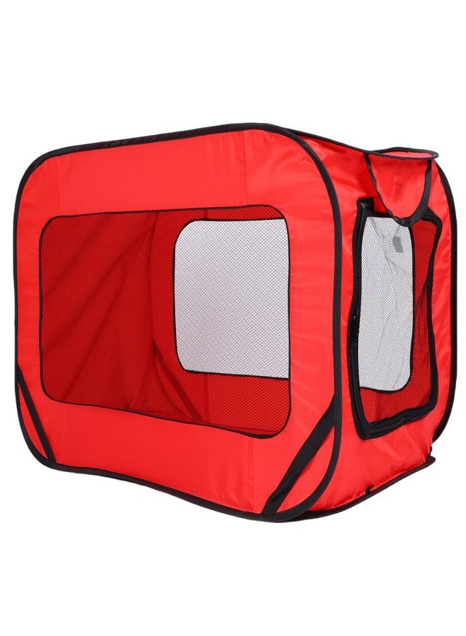 BOYUZHE 36 Inch Foldable Dog Crate for Large Dogs - Portable Travel Kennel with Mesh Windows & Waterproof Cover - Indoor Outdoor Pop-Up Dog Cage for Car, Camping (Red) - Image 1