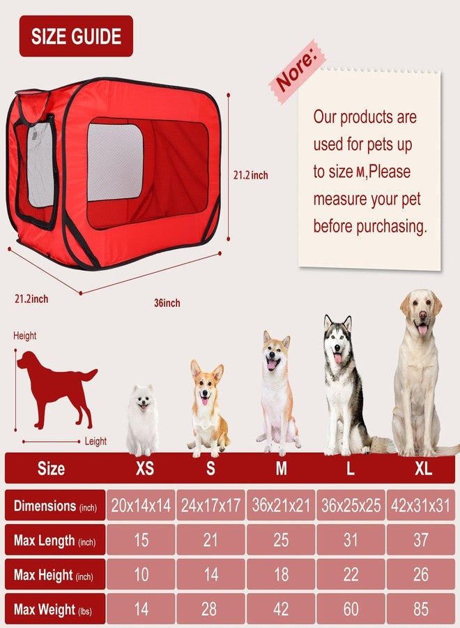 BOYUZHE 36 Inch Foldable Dog Crate for Large Dogs - Portable Travel Kennel with Mesh Windows & Waterproof Cover - Indoor Outdoor Pop-Up Dog Cage for Car, Camping (Red) - Image 4