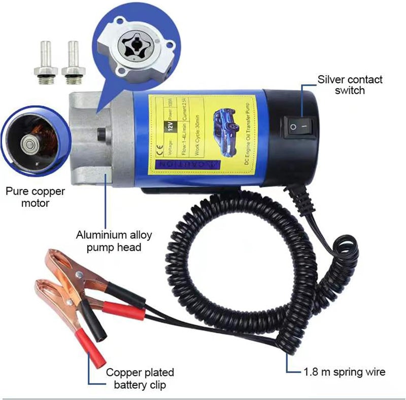 AIGMlSON 12V 100W Electric Engine Oil Pump with 3 Pipes - Low Noise - Image 2