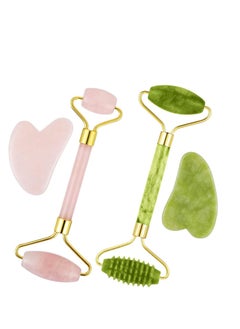 Excefore 4 Pack Jade Roller,Automoness Jade Facial Roller for Anti Wrinkles and Puffiness, Anti Aging Natural Quartz Face Massager Roller  - Image 1
