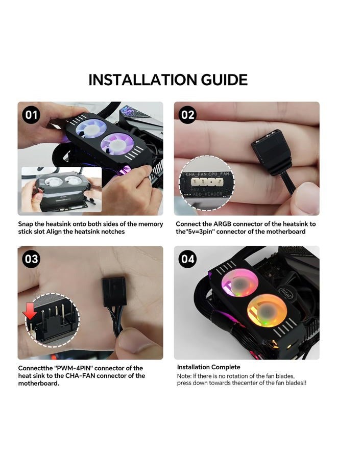 ITleads RGB RAM Cooler Fans，5v/3-Pin ARGB Light Effect RAM Fans for DDR/DDR2/DDR3/DDR5/DDR5. - Image 3