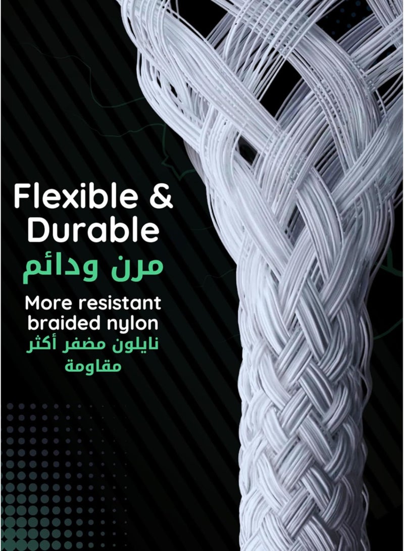 KAKUSIGA 60W USB-C to USB-C Fast Charging Cable, 1M Braided Type-C PD Cable, 480Mbps Data Transfer, Durable White Charge Cord for iPhone 15/16, Samsung Galaxy, MacBook, iPad, Google Pixel, Huawei, Xiaomi & USB-C Devices - Image 5