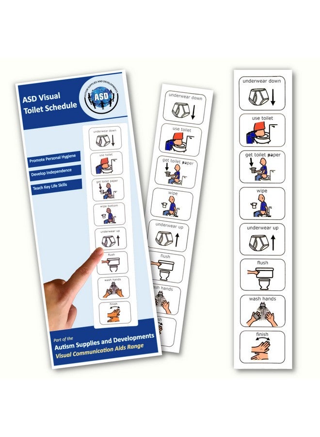 Autism Supplies And Developments Potty Training Visual Schedule - Premium Durable Plastic - Teach Kids To Use Toilet - Special Education Classroom - Routine Chart For Autism (English)  - Image 1