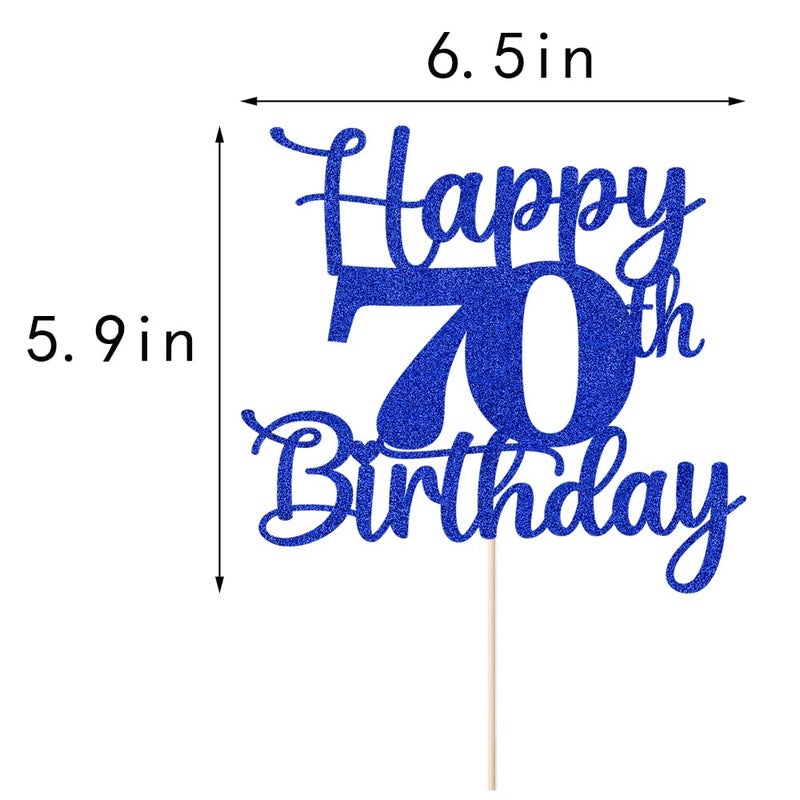 Kaoenla Glitter Happy 70th Birthday Cake Topper Hello 70 Cheers to 70 Years 70th Anniversary /70 years old birthday Party Decor(70th  blue) - Image 5