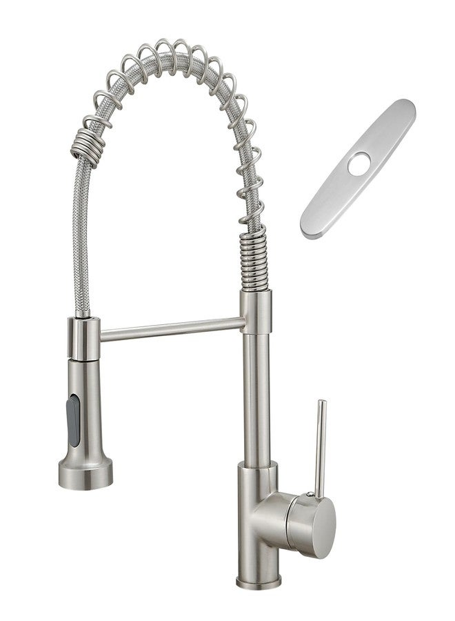 AIMADI Kitchen Faucets with Deck Plate AIMADI,Contemporary Single Handle Stainless Steel Brushed Nickel Pull Down Kitchen Sink Faucets - Image 1