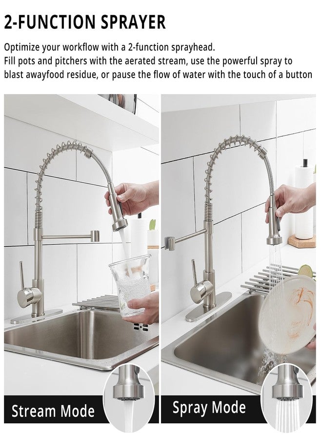 AIMADI Kitchen Faucets with Deck Plate AIMADI,Contemporary Single Handle Stainless Steel Brushed Nickel Pull Down Kitchen Sink Faucets - Image 3