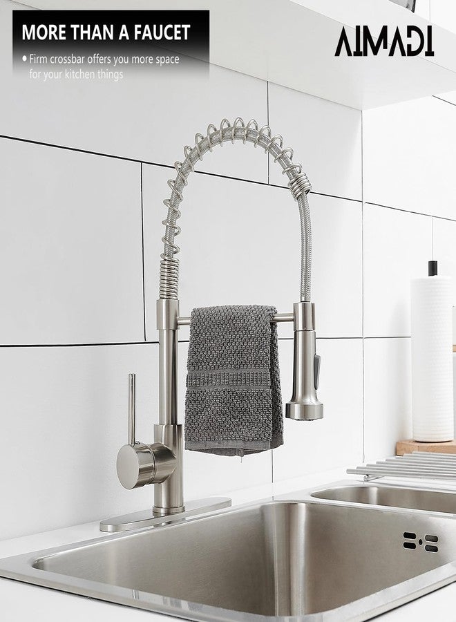AIMADI Kitchen Faucets with Deck Plate AIMADI,Contemporary Single Handle Stainless Steel Brushed Nickel Pull Down Kitchen Sink Faucets - Image 2