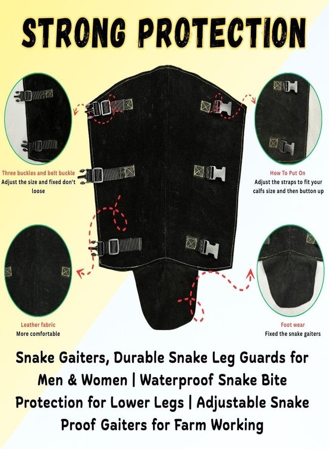Stylera Snake Gaiters, Durable Snake Leg Guards for Men & Women | Waterproof Snake Bite Protection for Lower Legs | Adjustable Snake Proof Gaiters for Farm Working (BLACK, PACK OF 1 PAIR) - Image 2