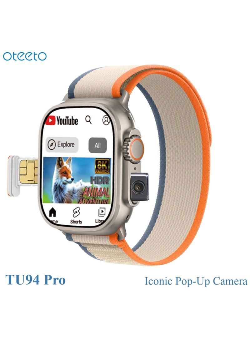 Oteeto - Oteeto TU94 Pro 2.02 Inch Display Smart Watch With Unique Pop Up Camera Sim Card Slot and 2 Pair Straps Designed For Ladies and Gents - Image 1