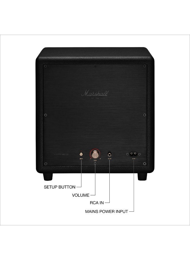Marshall Heston Sub 200 Wireless Subwoofer – Deep Bass Performance, Bluetooth LE Audio, Versatile Placement, Compatible with Heston Soundbars (Black) - Image 5