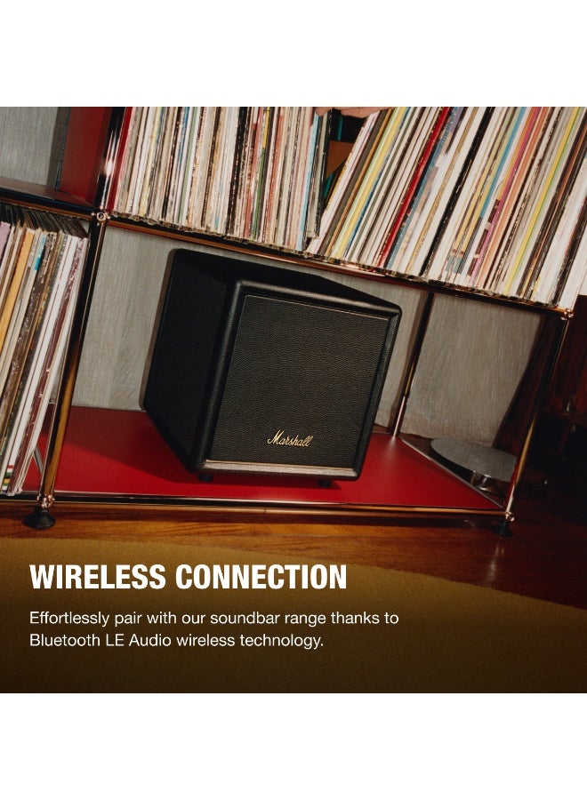 Marshall Heston Sub 200 Wireless Subwoofer – Deep Bass Performance, Bluetooth LE Audio, Versatile Placement, Compatible with Heston Soundbars (Black) - Image 3