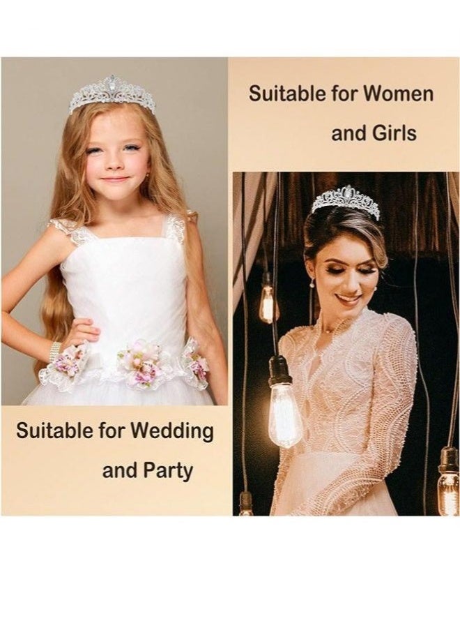 Silver Rhinestone Crystal Tiara With Comb Women Girls Bridal Wedding Birthday Queen Crown - Image 2