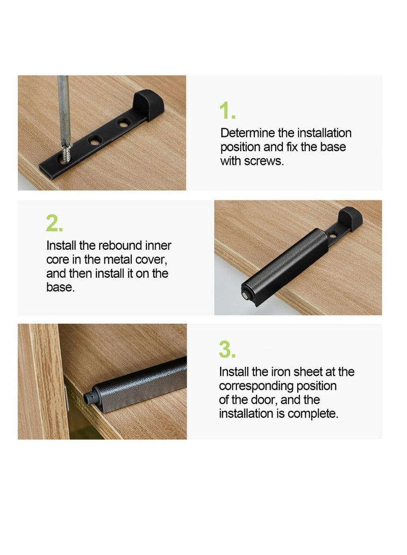 SYOSI Magnetic Touch Latch, Magnetic Door Catch Push to Open Latch Adjustable Magnetic Cabinet Closures Release Catches Damper for Cupboard Wardrobe (6Pcs Black) - Image 5