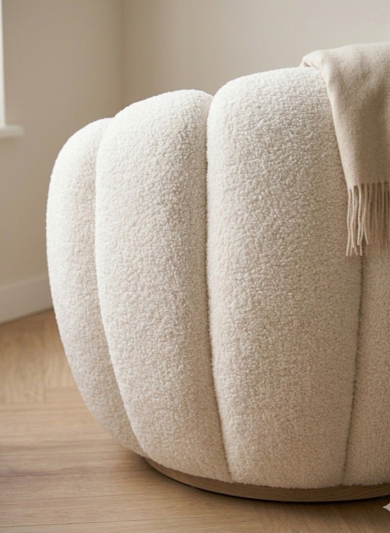 House One Chair | Swedish wood and Bouclé - Beige - Image 4