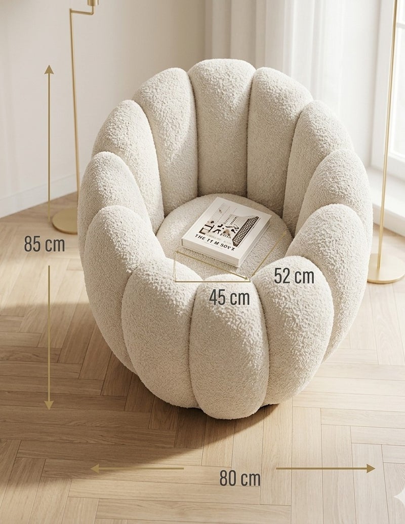 House One Chair | Swedish wood and Bouclé - Beige - Image 5