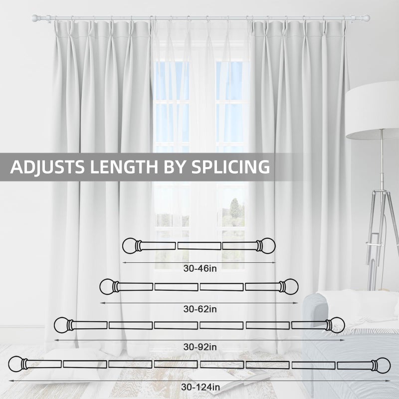 Thestoa Curtain Rods for Windows 48 to 84-92 Inch, White, Stainless Steel Rods for Bedroom, Living Room, Kitchen, Farmhouse, Outdoor - Image 5