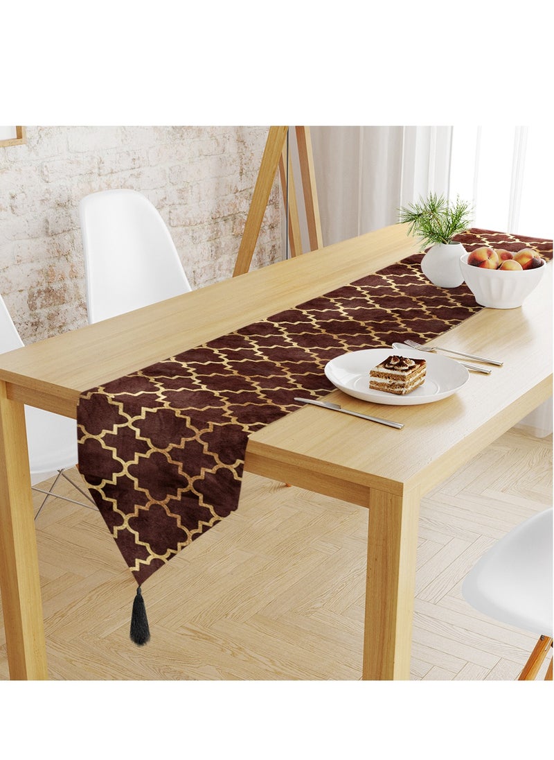 RIZARIES Brown Quatrefoil Table Runner 