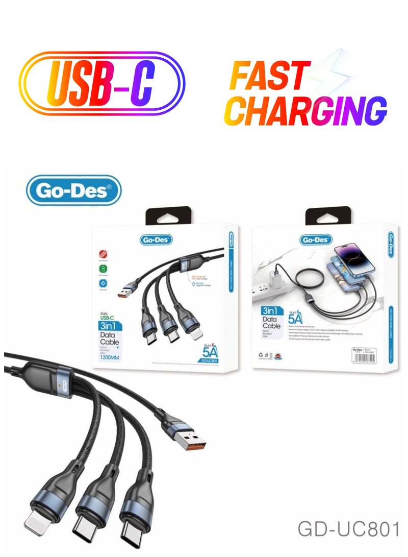 GO-DES 3 in1 USB Data Cable(GD-UC801)