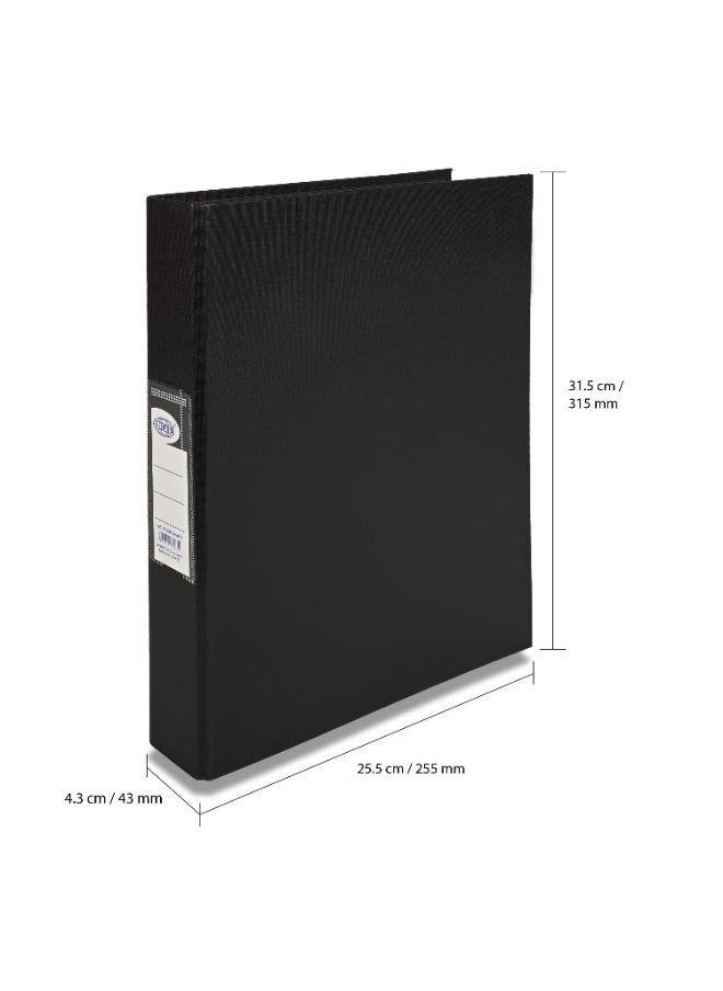 FIS PP Ring Binder, A4 Size(210x297), 2[O]Ring Type, 25mm Ring Size, 42mm Spine Size with PVC Pocket in Spine for Label Design, Packet of 10 Pieces Per Box, Black Color-FSBDPPA4BK10  - Image 5