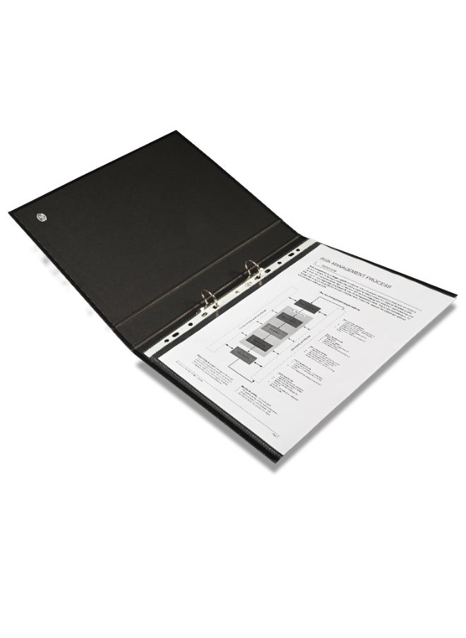 FIS PP Ring Binder, A4 Size(210x297), 2[O]Ring Type, 25mm Ring Size, 42mm Spine Size with PVC Pocket in Spine for Label Design, Packet of 10 Pieces Per Box, Black Color-FSBDPPA4BK10  - Image 4