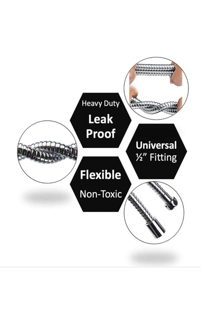 Shower Hose, 1.5 m Stainless Steel Shower Head Hose, 360°Anti-twist Shower Pipe, Bidet Hose, Shattaf Hose - Image 3