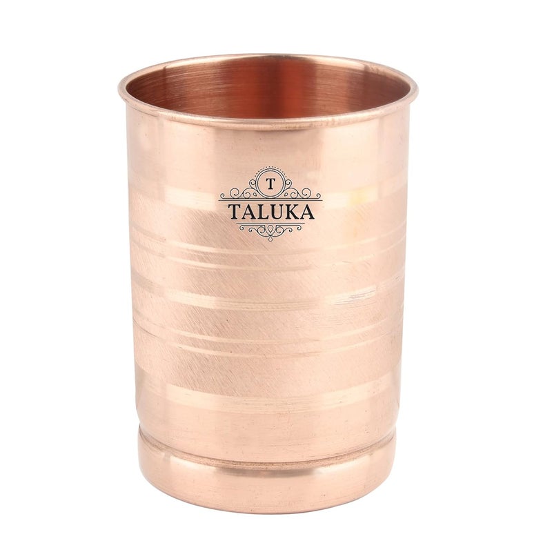 Taluka Pure Copper Glass Tumbler Set of 2 300 ML for Storage and Drinking Purpose for Ayurveda Good Health Benefits 3 x 4 inches Hotel Restaurant Home Drinkware Glass - Image 2