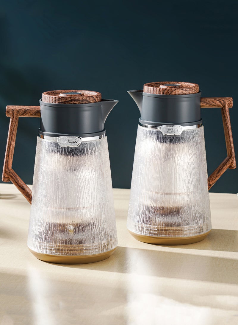 Royal Camel Royal Camel Blizzard Two-Piece Thermos Set 1L+1L Wooden Silver/Dark Grey