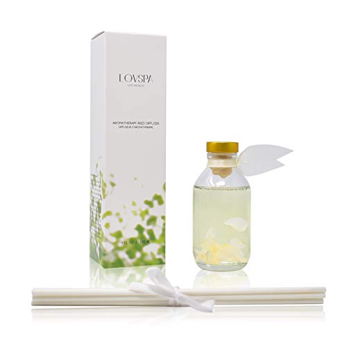 LOVSPA Reed Diffuser Set, Jasmine Vanilla Scented Oil Diffuser with Sticks, Home Fragrance Accessories for Bathroom Shelf Decor, Aroma Diffusers for Home or Office Desk, USA Made - Image 2