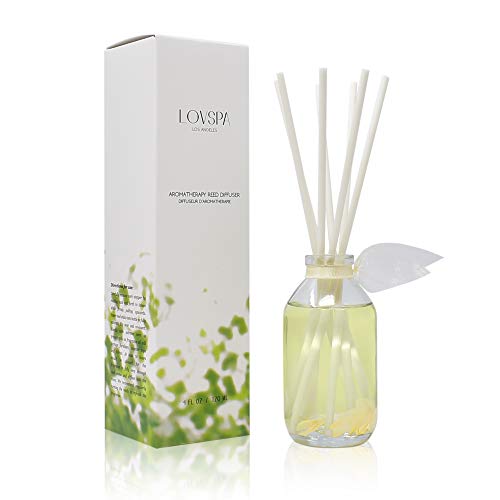 LOVSPA Reed Diffuser Set, Jasmine Vanilla Scented Oil Diffuser with Sticks, Home Fragrance Accessories for Bathroom Shelf Decor, Aroma Diffusers for Home or Office Desk, USA Made - Image 1