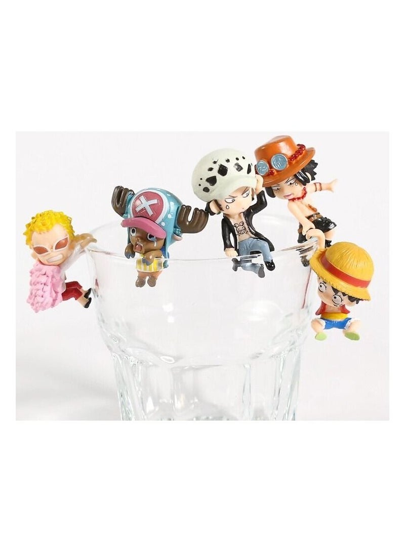 1Set Anime Cartoon Luffy Ace Chopper Law Doflamingo On The Edge Of Cup Figure Toys  - Image 2
